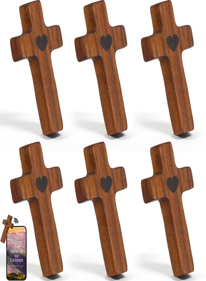 جيريفي مجموعة هدايا من 6 قطع من جيريفي، صليب خشبي من خشب الجوز، هدية مثالية لأسبوع المدارس الكاثوليكية، مزودة بتقنية NFC، صليب صلاة جيب يعمل باللمس مع آية من الكتاب المقدس، هدايا مسيحية لعيد الفصح، هدايا دينية صغيرة للرجال والنساء - Image 1